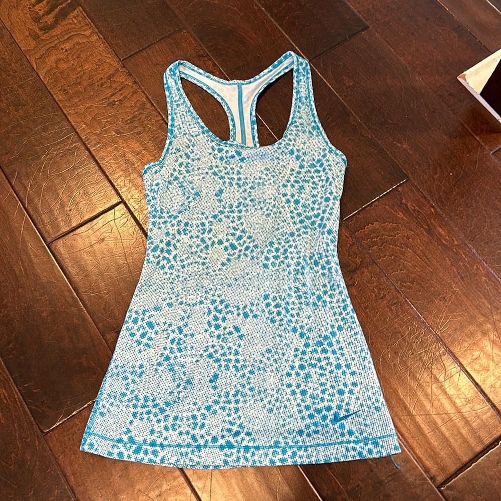 Nike slim fit blue and white tank top